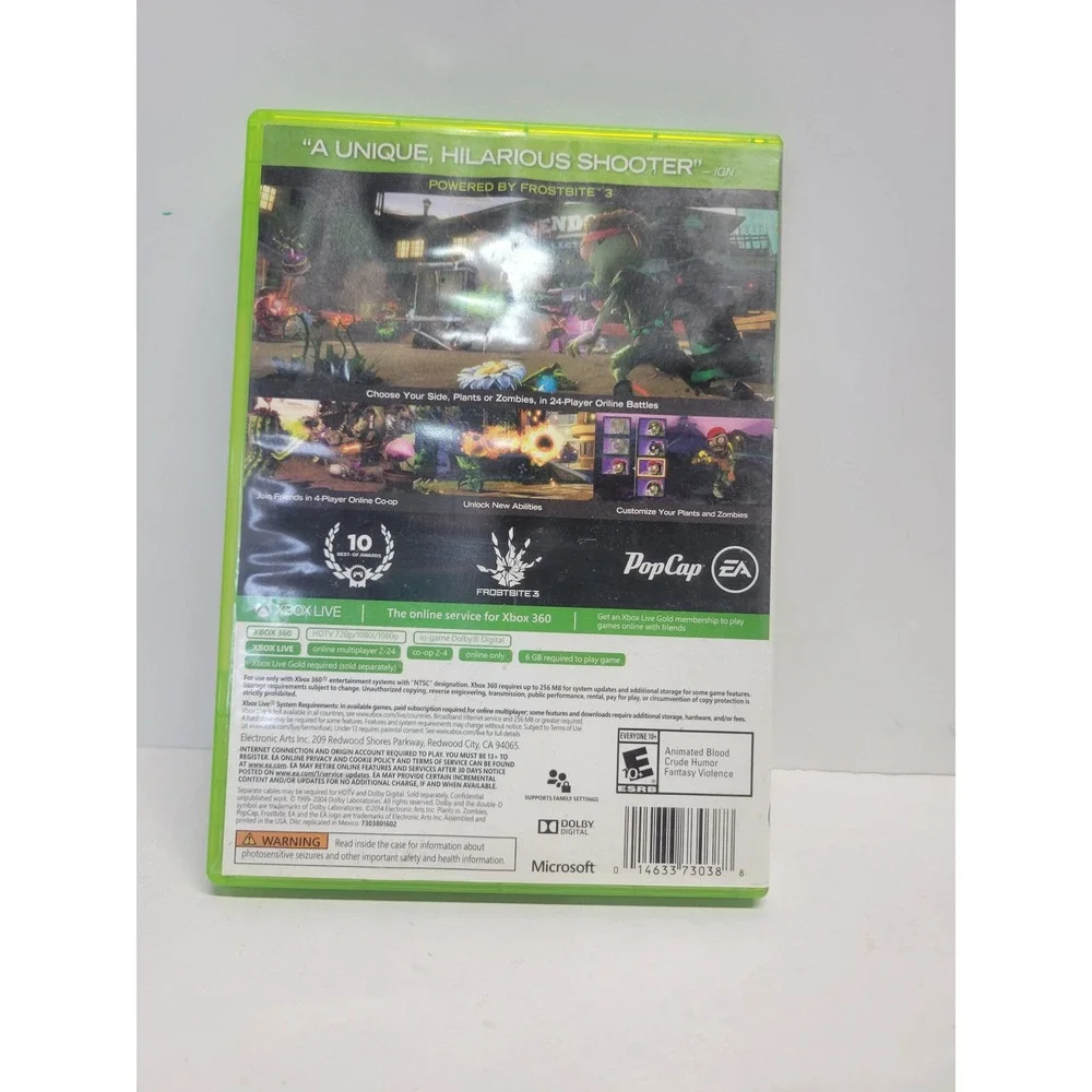 Plants vs Zombies Garden Warfare Xbox 360 Platinum Hits Online Only EA‎ PopCap